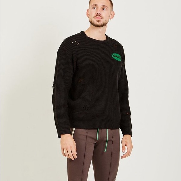 Norwood Chapters Distressed Logo Knit Sweater - Black - Size M - Picture 2 of 7